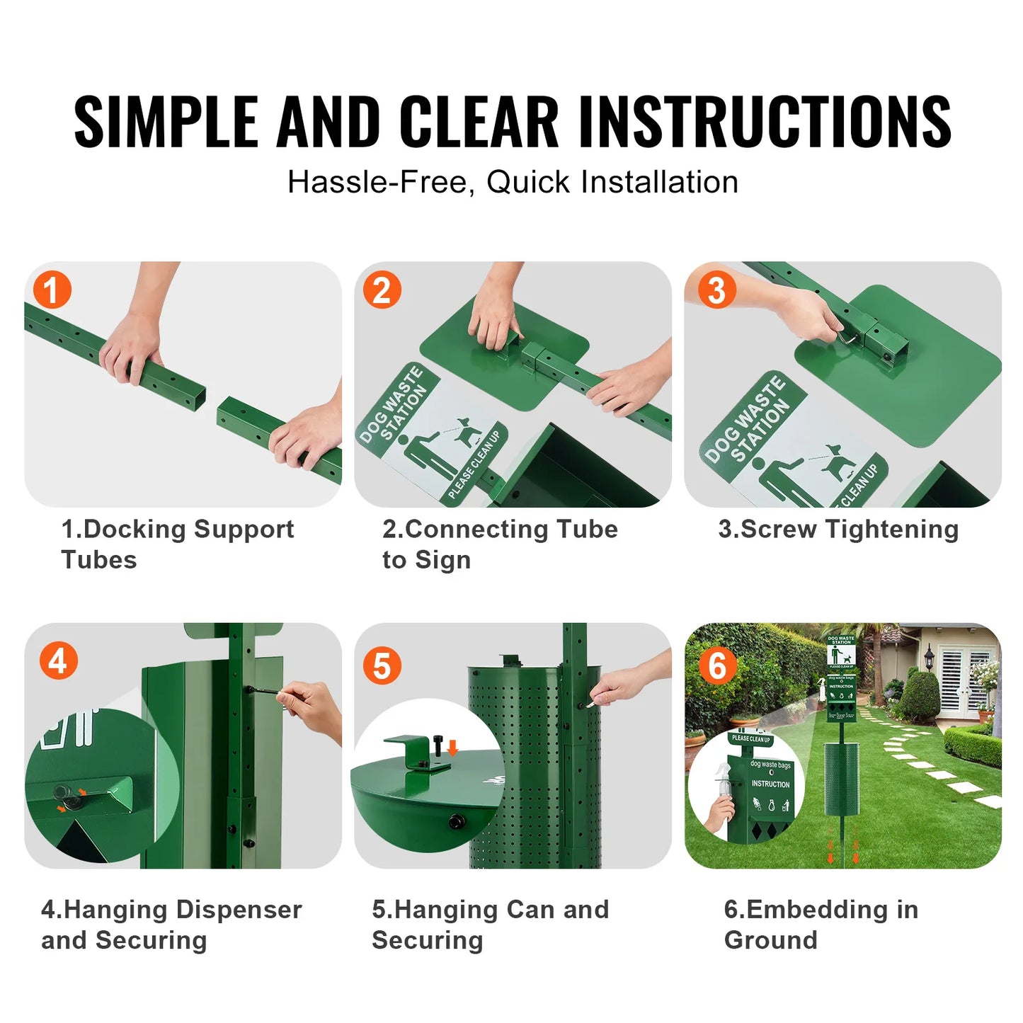 Outdoor Galvanized Steel Dog Waste Station With Hand Wash Bottle Bag Dispenser