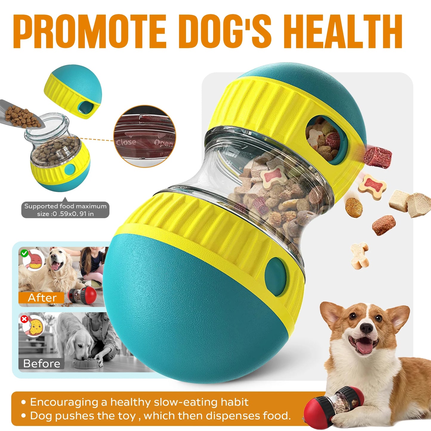 Treat Dispensing Interactive Dogs And Cats Toy Ball Slow Feeder