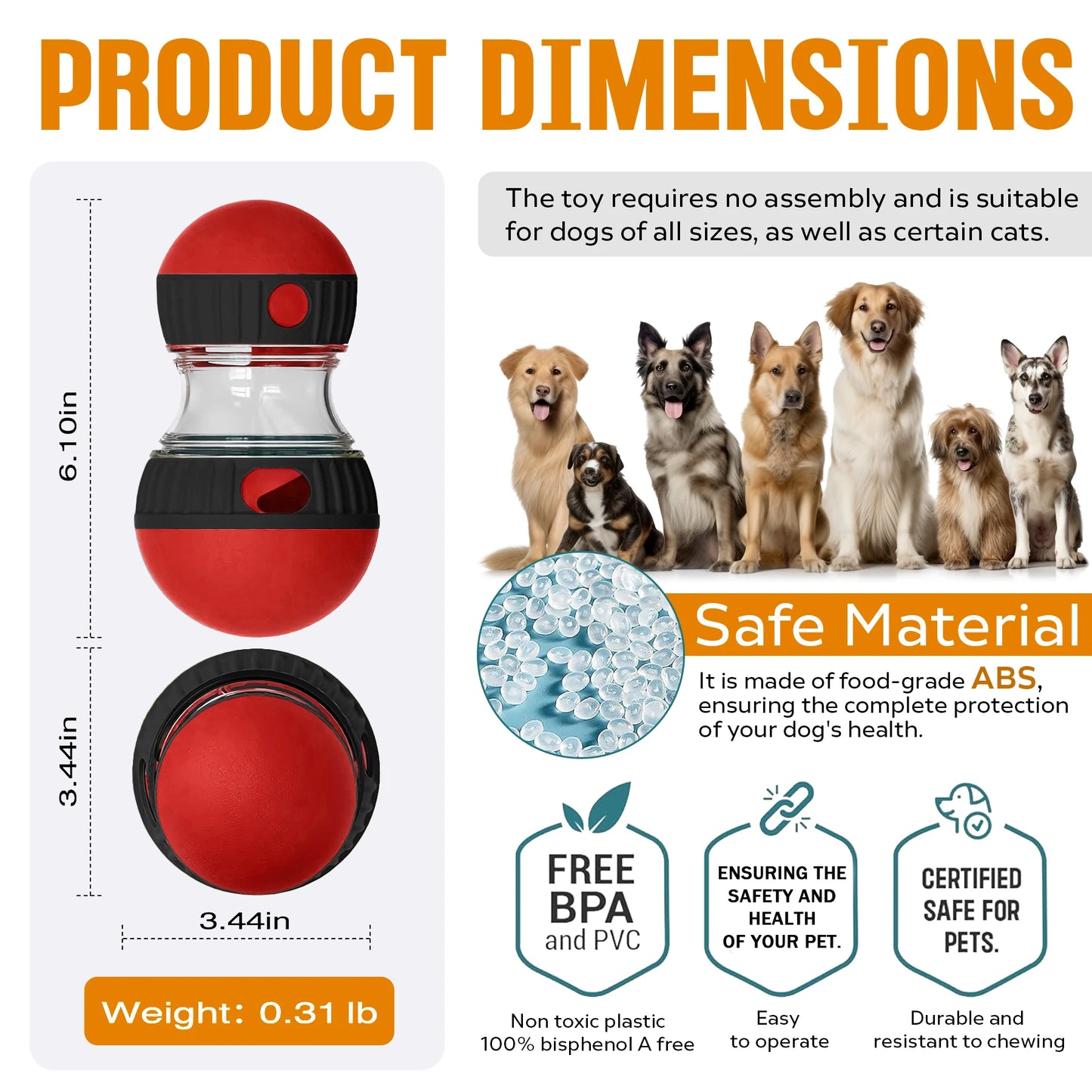 Treat Dispensing Interactive Dogs And Cats Toy Ball Slow Feeder