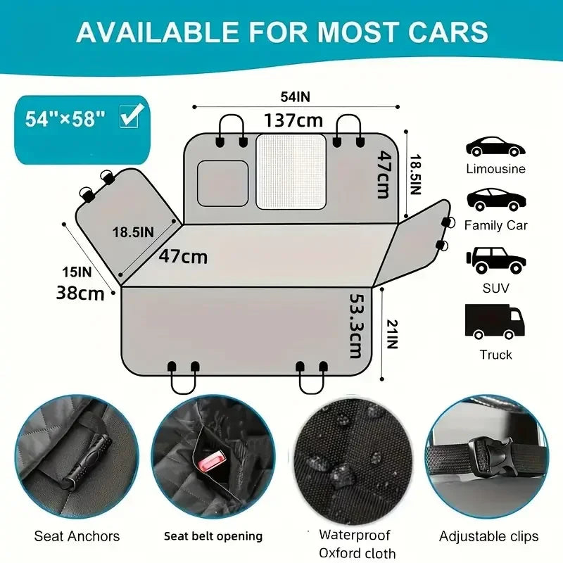 Dog Car Seat Cover Waterproof Hammock Nonslip Back Seat Protector