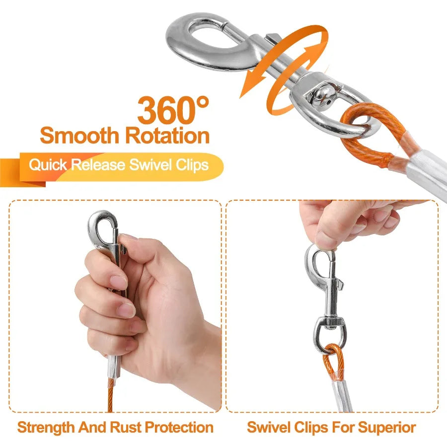 Extension Steel Wire Rope Dog Chain Anti Bite Outdoor Traction Rope
