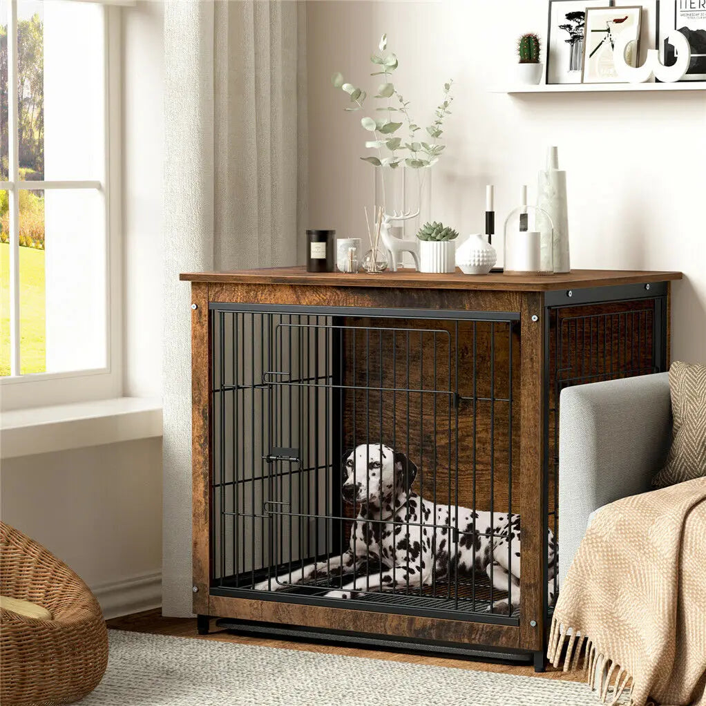 BINGOPAW Pet Cage Kennel With Double Doors And Removable Tray