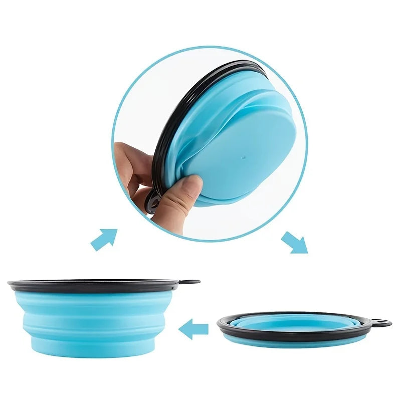 Portable Collapsible Pet Food Bowl TPR Silicone Travel Outdoor