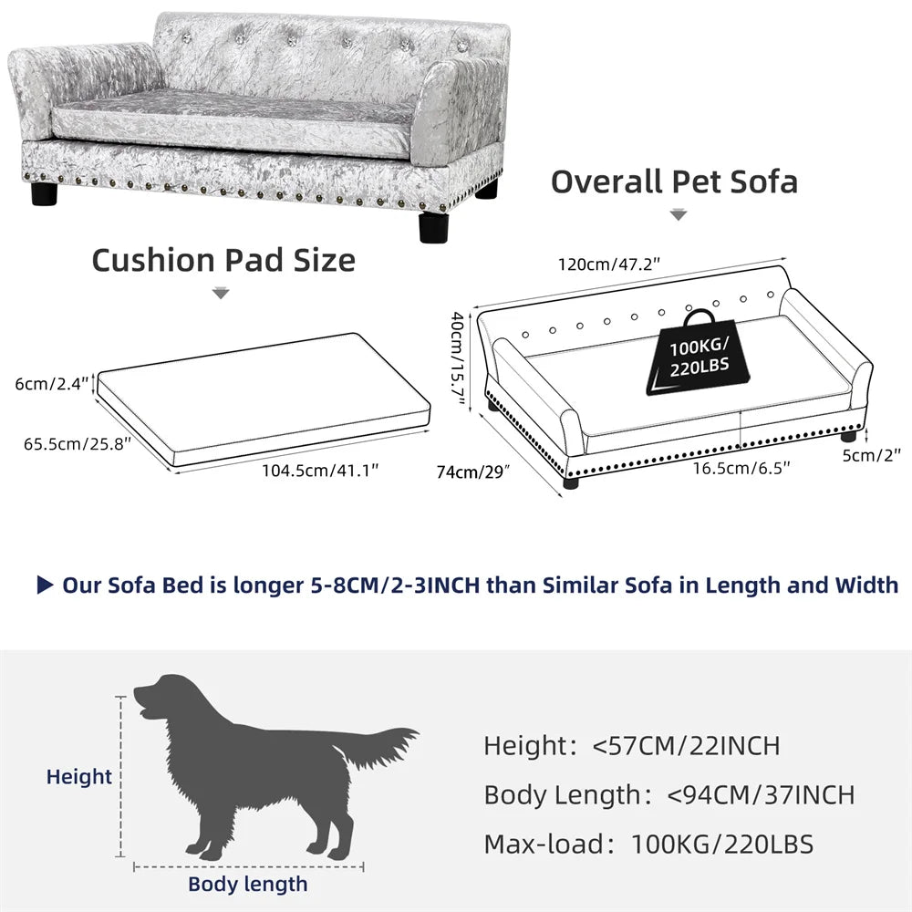 Borwart Heavy Duty Pet Sofa Bed Cushioned Raised Dog Couch