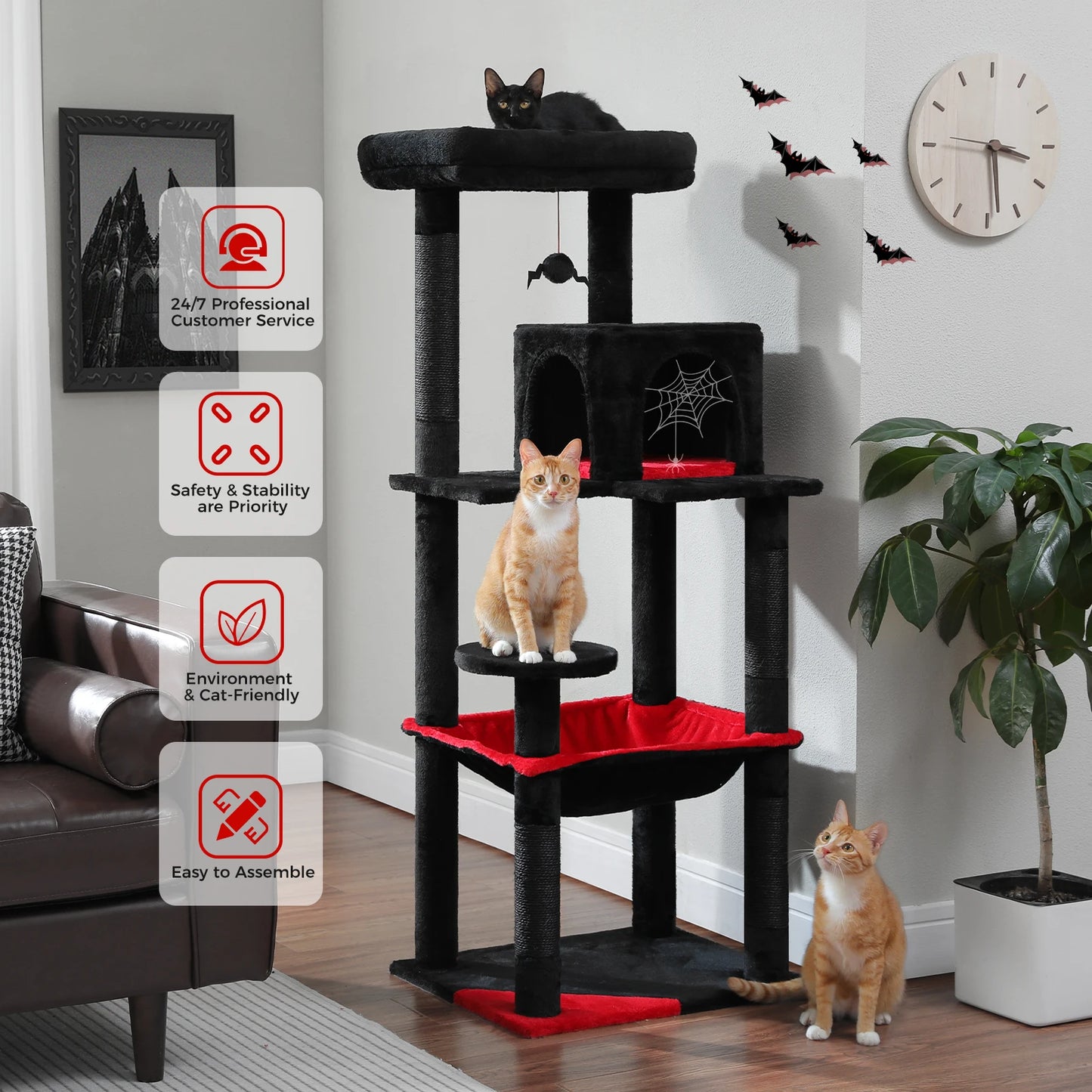 PAWZ Road Gothic Cat Tree Indoor Tower With Large Hammock