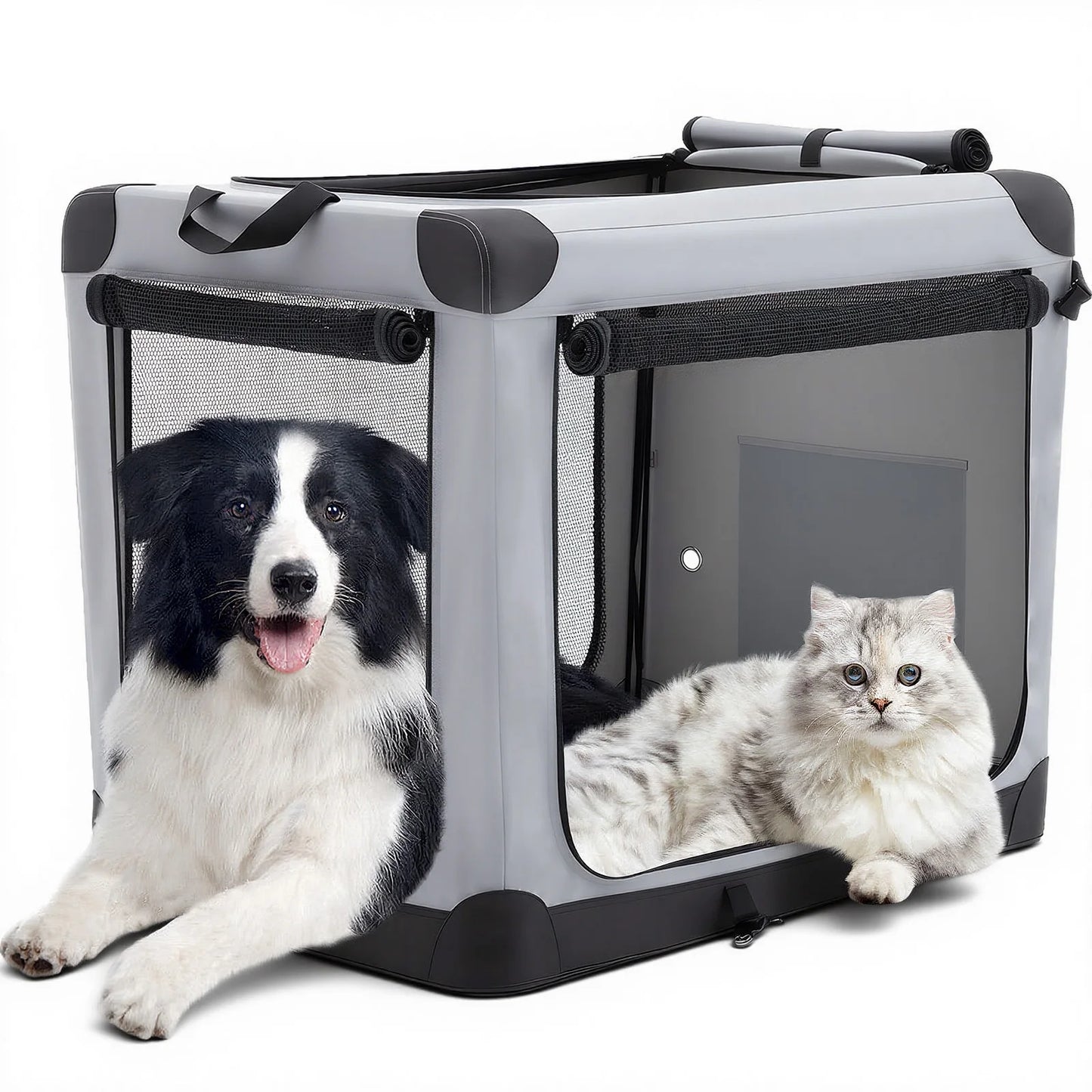 JHK Foldable Soft Dog Crate With Three Doors Indoor Use