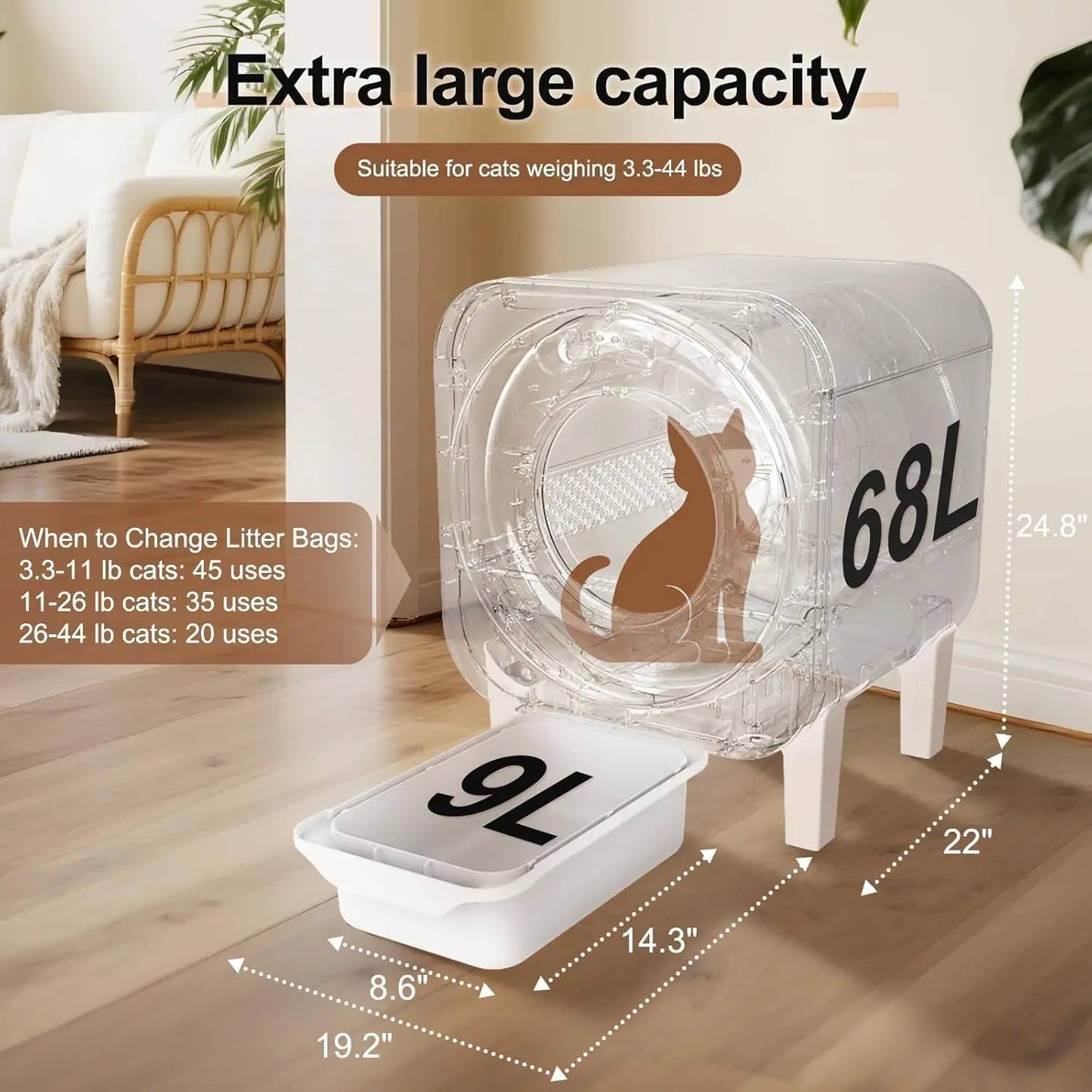 Automatic Self-Cleaning Cat Litter Box For Multiple Cats