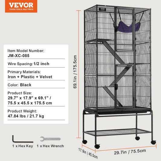 SucceBuy Rolling Metal Ferret Cage Four-Tier Critter Nation Cage