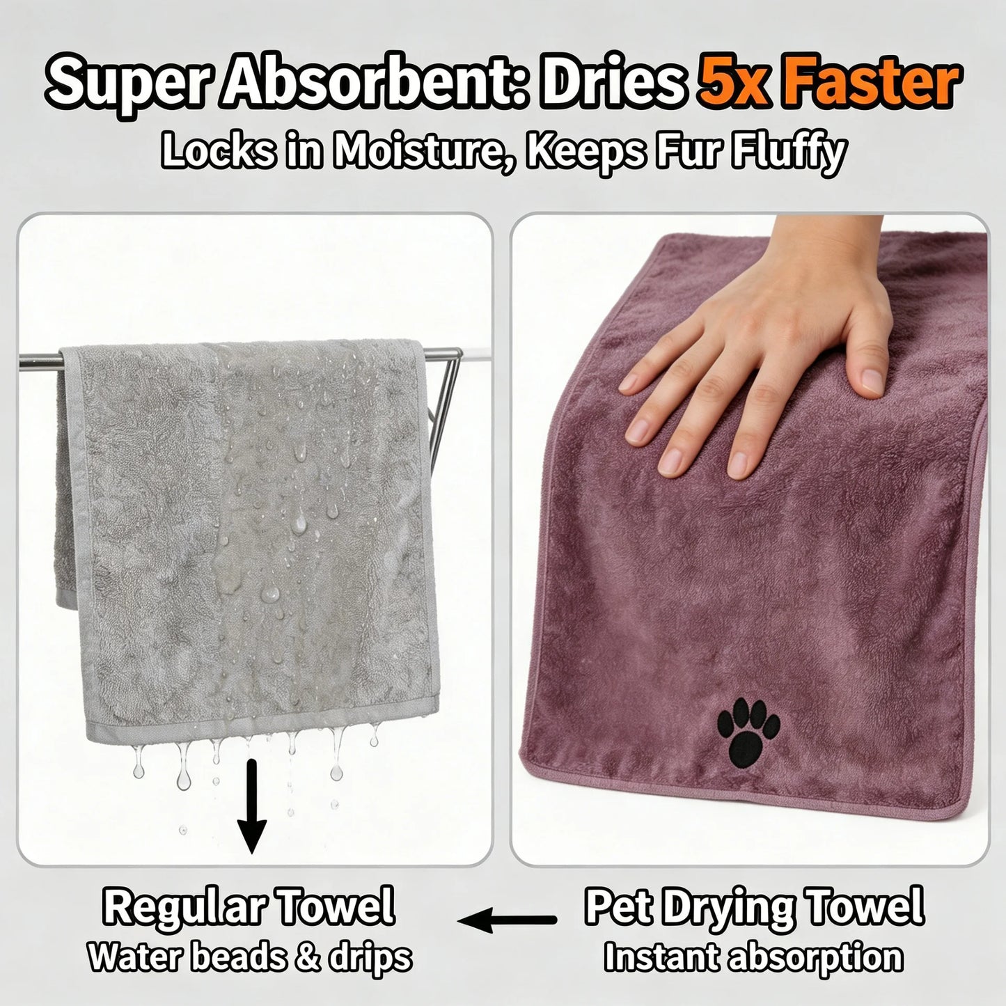 Ultra Absorbent Microfiber Pet Bath Towel For Dogs And Cats