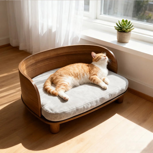Borwart Elevated Wood Dog Sofa Bed With Removable Cushion
