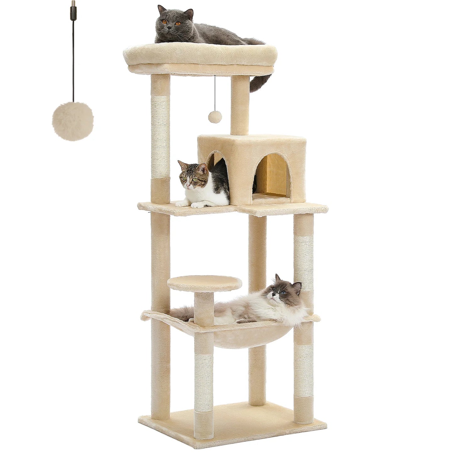 PAWZ Road 5 Level Cat Tree Indoor Large Cat Tower With Hammock