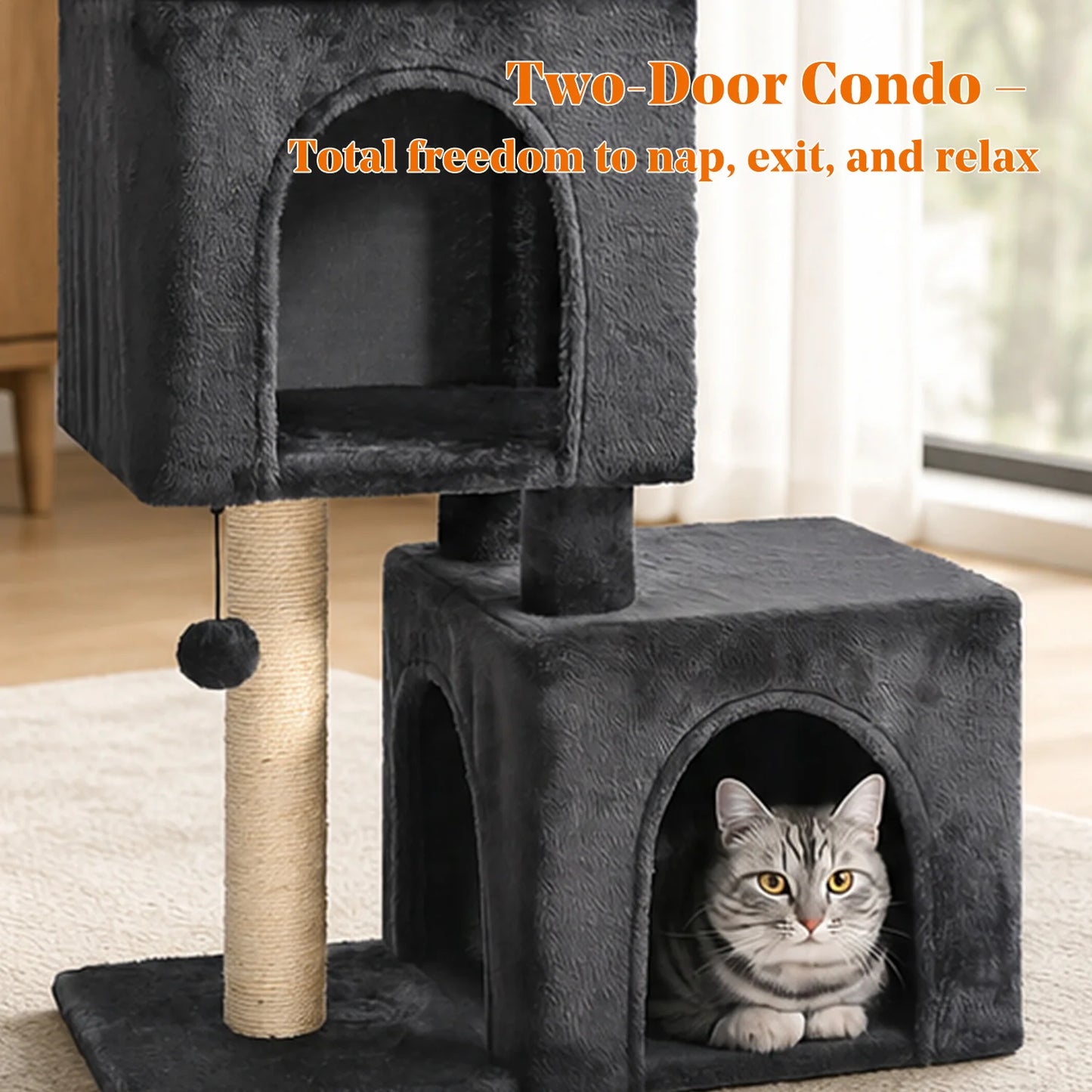 PAWZ Road Cat Tree With Condos And Sisal Scratching Post