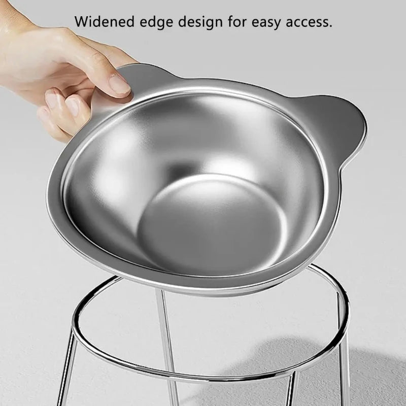 304 Stainless Steel Elevated Cat Bowl With 15 Degree Tilt