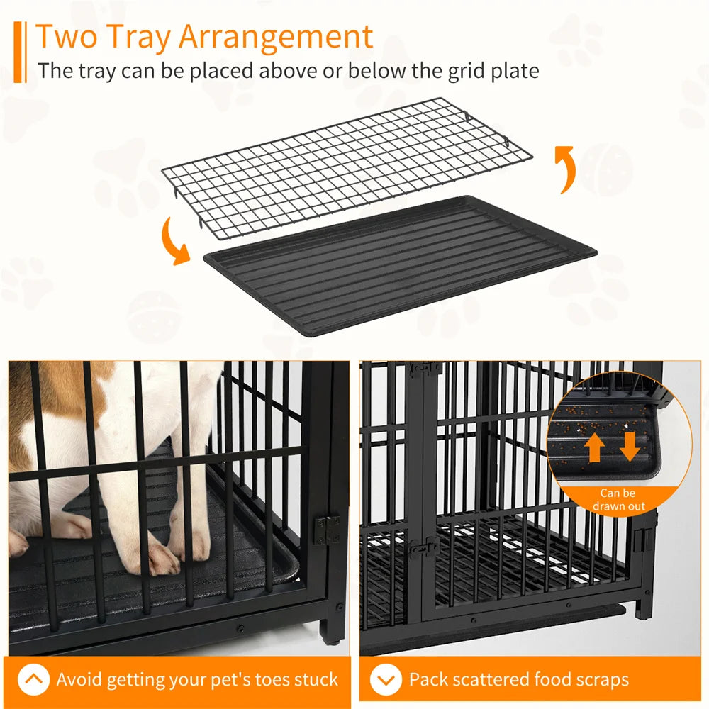 BORWART Heavy Duty Wooden Dog Crate End Table With Doors