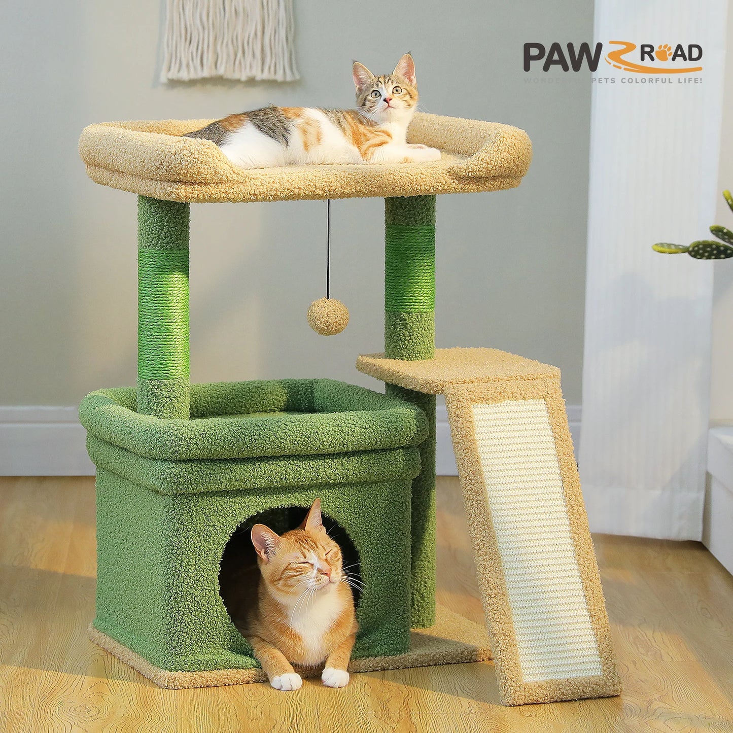 PAWZ Road Three-Tier Cat Tree With Sisal Scratching Posts