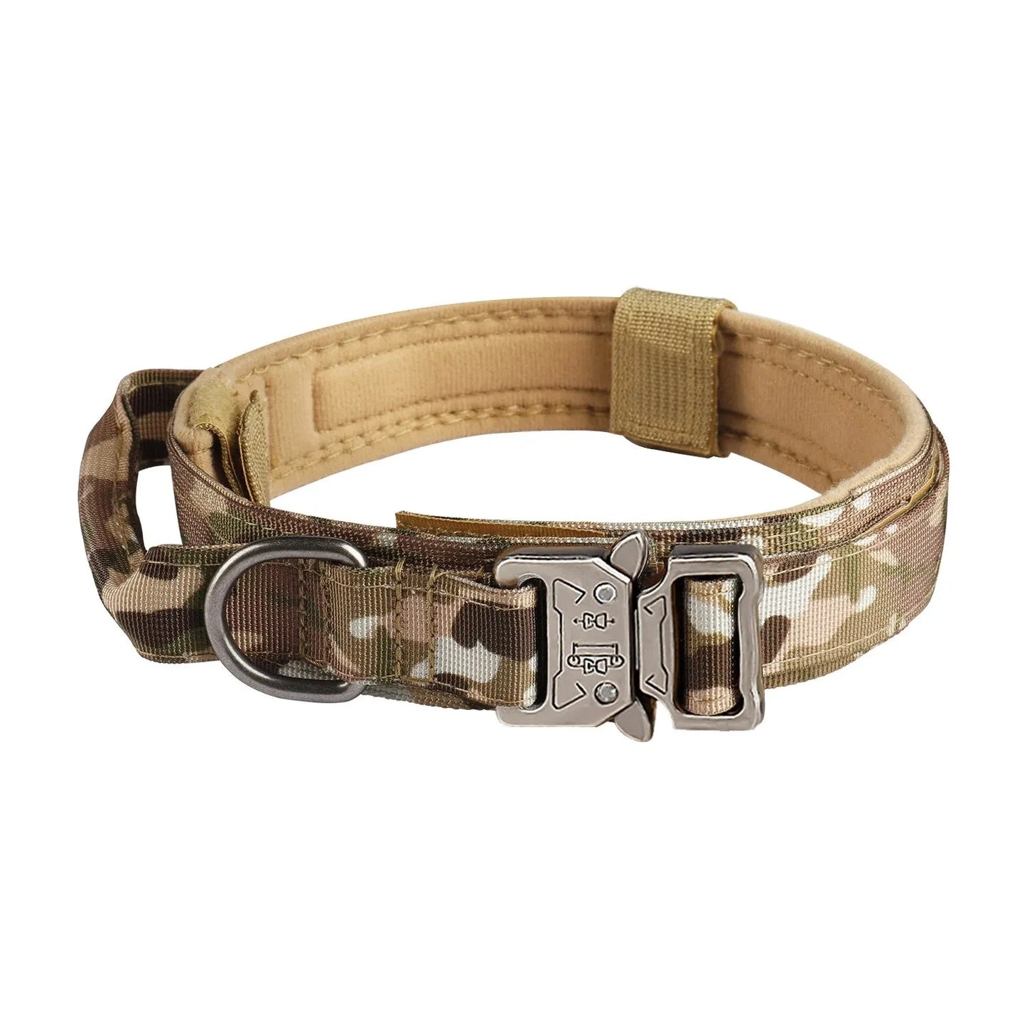 Outdoor Tactical Dog Collar With Metal Buckle Breathable Nylon