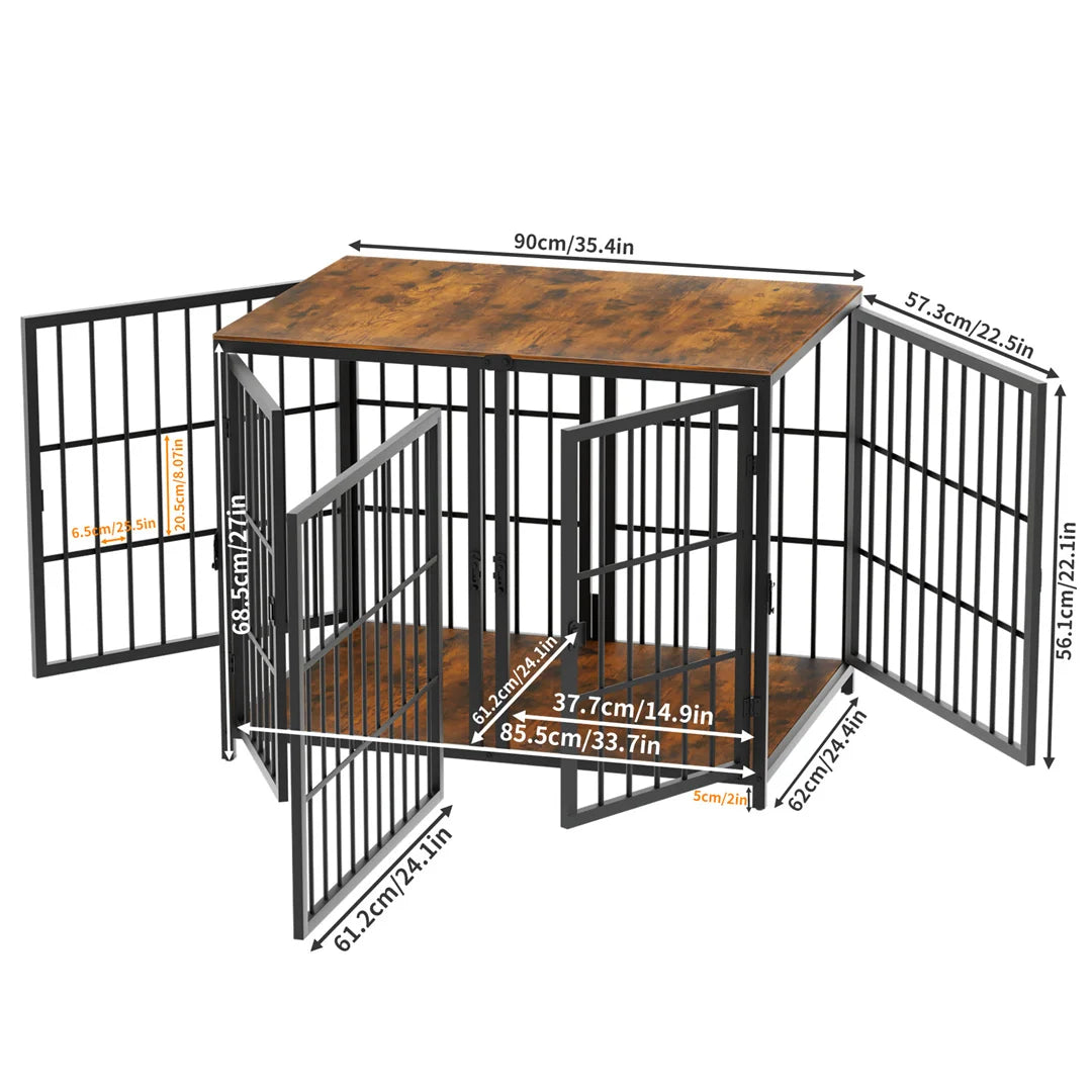 Heavy Duty Dog Cage Side Table Indoor Kennel With Four Doors And Divider