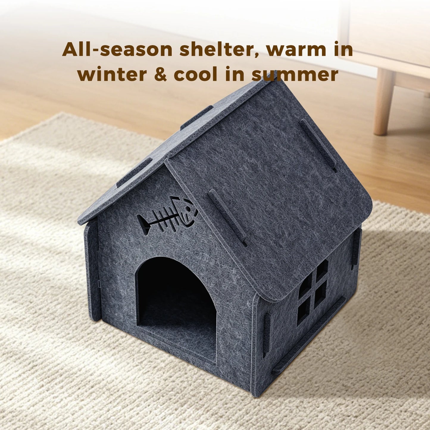 Detachable Splicing Felt Cat House For Indoor Cats Cabin Cave