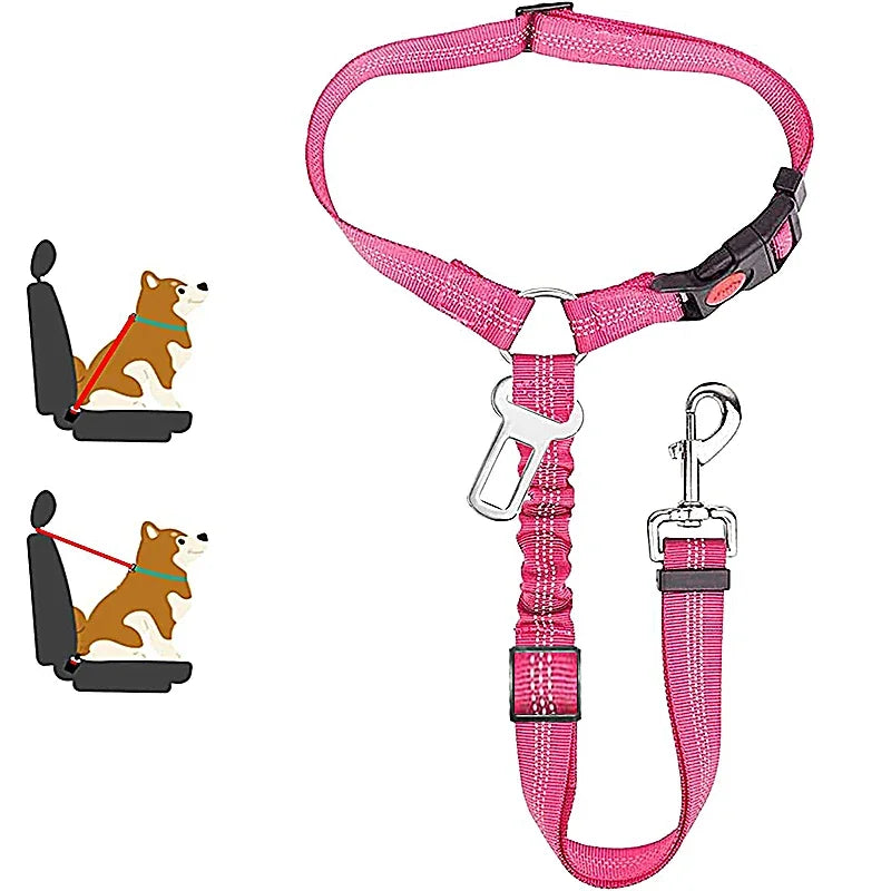Solid Two-in-One Pet Car Seat Belt Harness Leash Adjustable