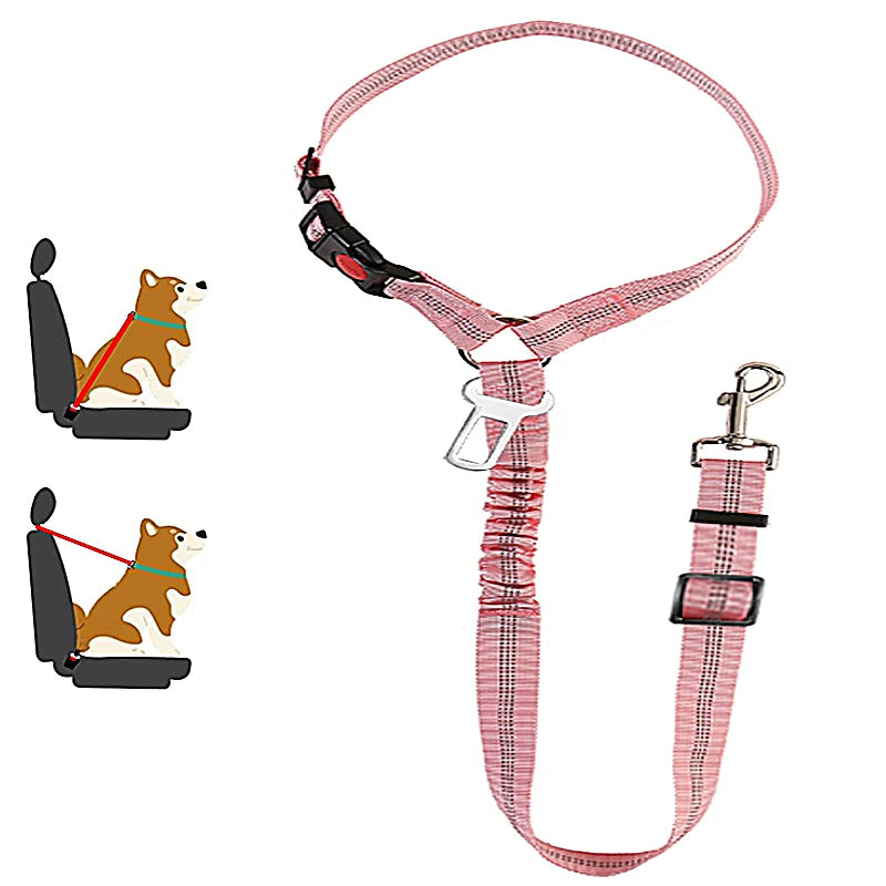 Solid Two-in-One Pet Car Seat Belt Harness Leash Adjustable