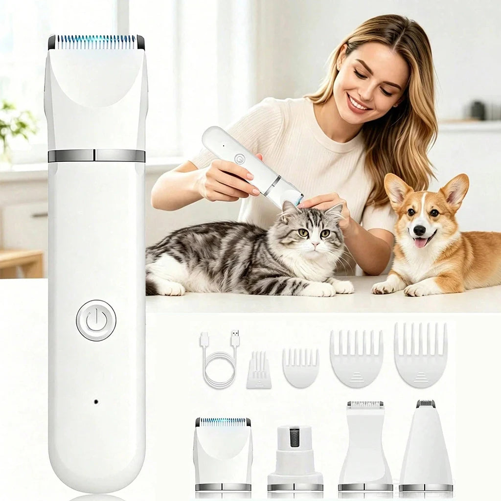 Shuyu 4-in-1 Pet Hair Clipper Cordless Rechargeable Grooming Kit