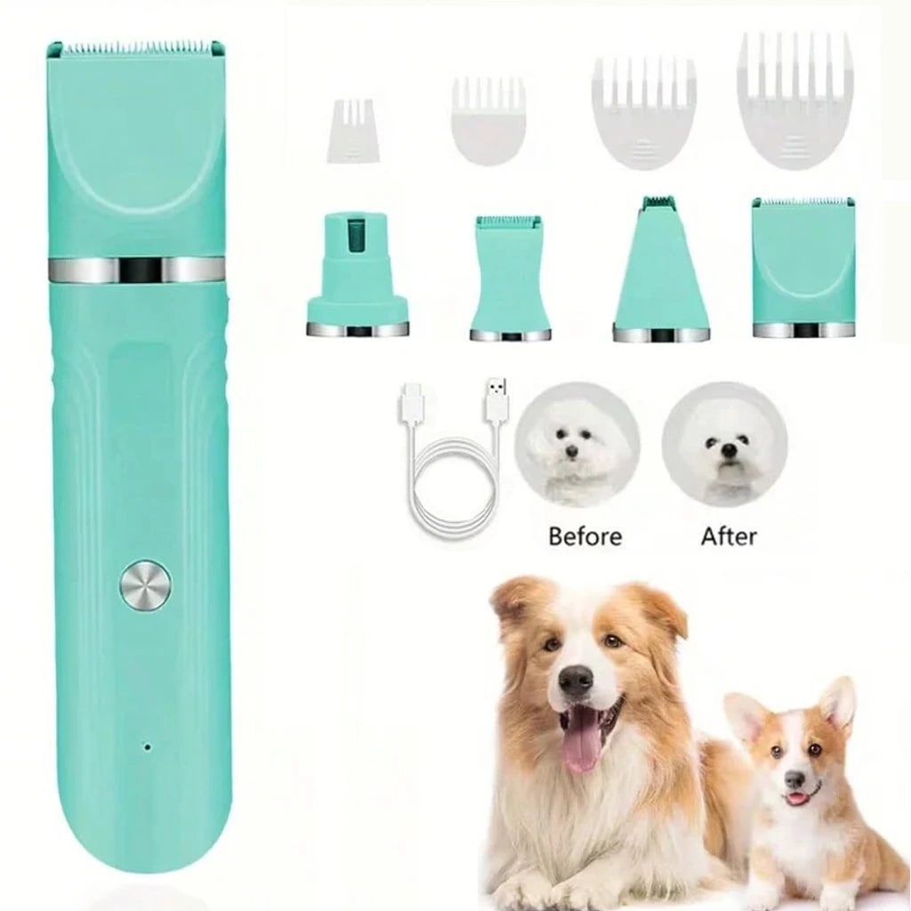 Shuyu 4-in-1 Pet Hair Clipper Cordless Rechargeable Grooming Kit