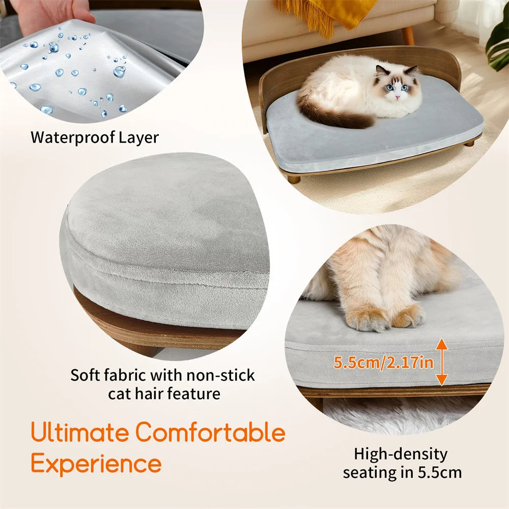 Borwart Elevated Wood Dog Sofa Bed With Removable Cushion