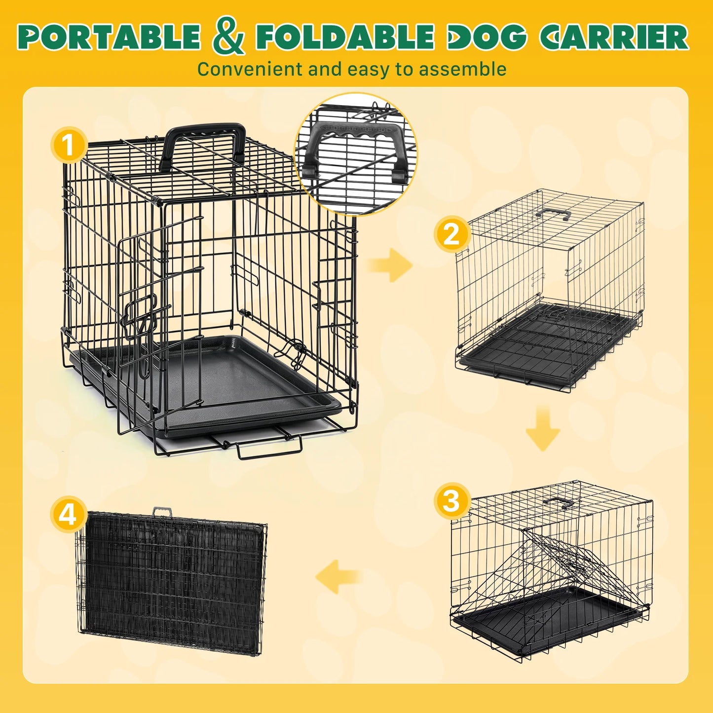 JHK Single Door Dog Crate With Secure Lock Metal Kennel