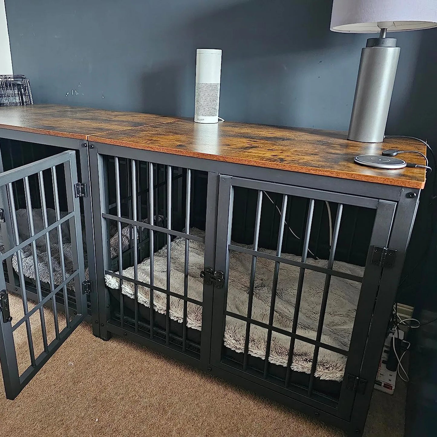 BORWART Wooden Dog Crate End Table Style Elevated Kennel Tray