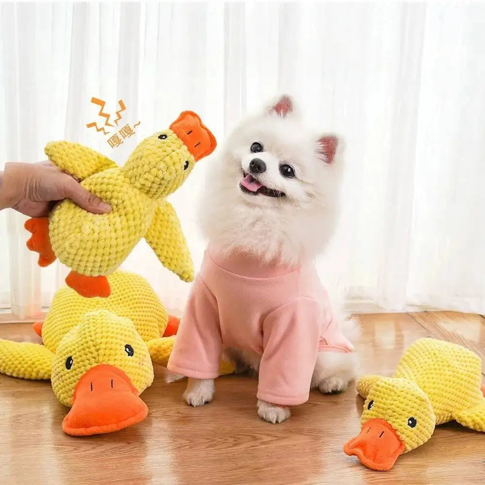 Squeaky Plush Duck Dog Toy For Puppies Chew Sleep Companion
