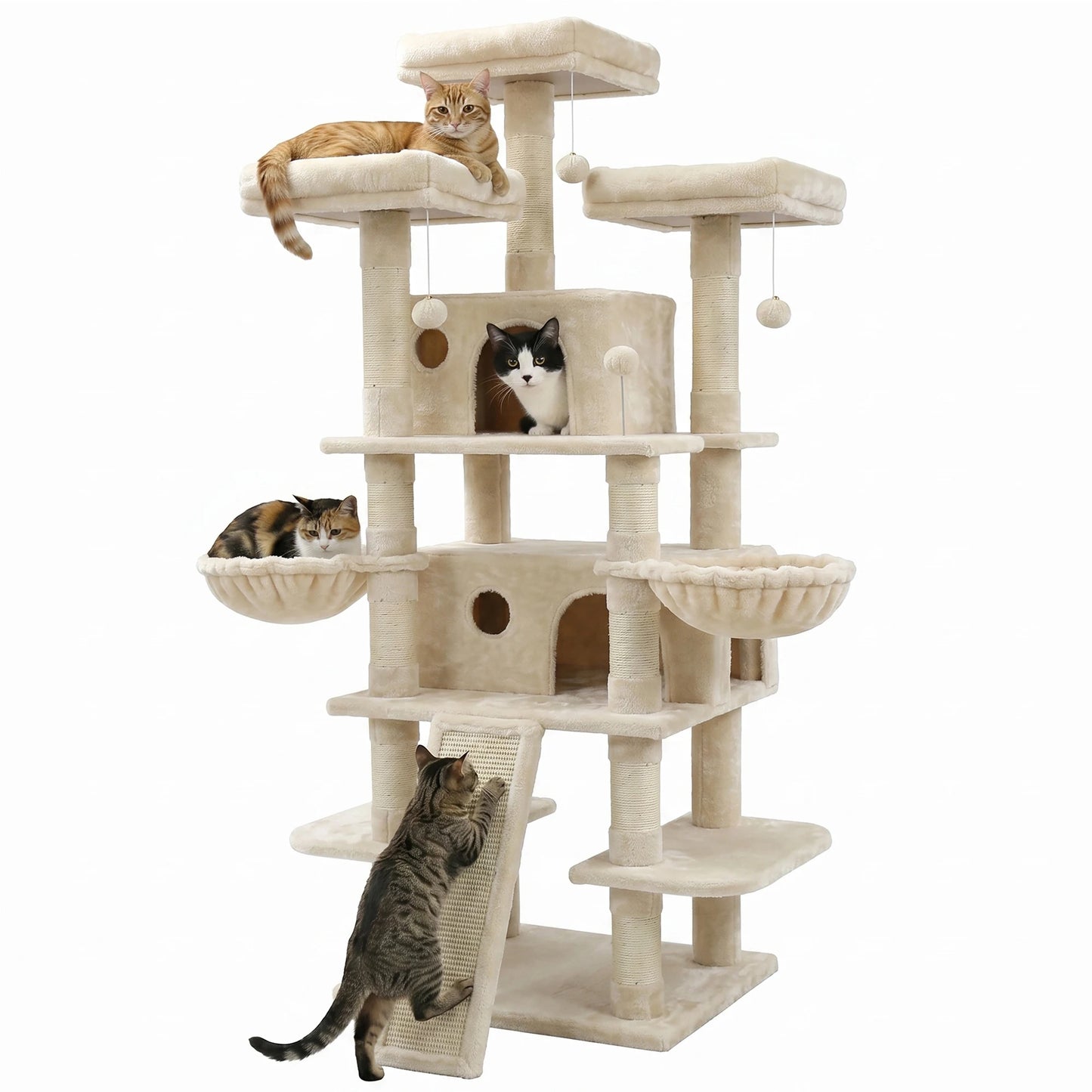 Large Cat Tree Tower With Multi Levels And Two Condos