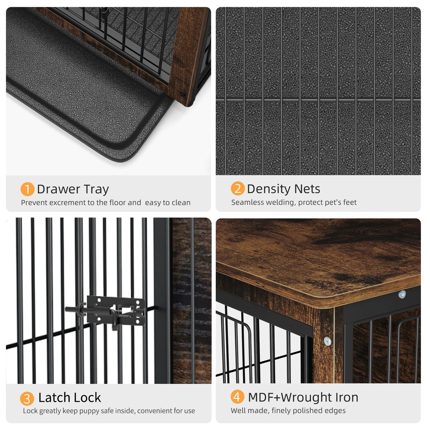 BINGOPAW Pet Cage Kennel With Double Doors And Removable Tray