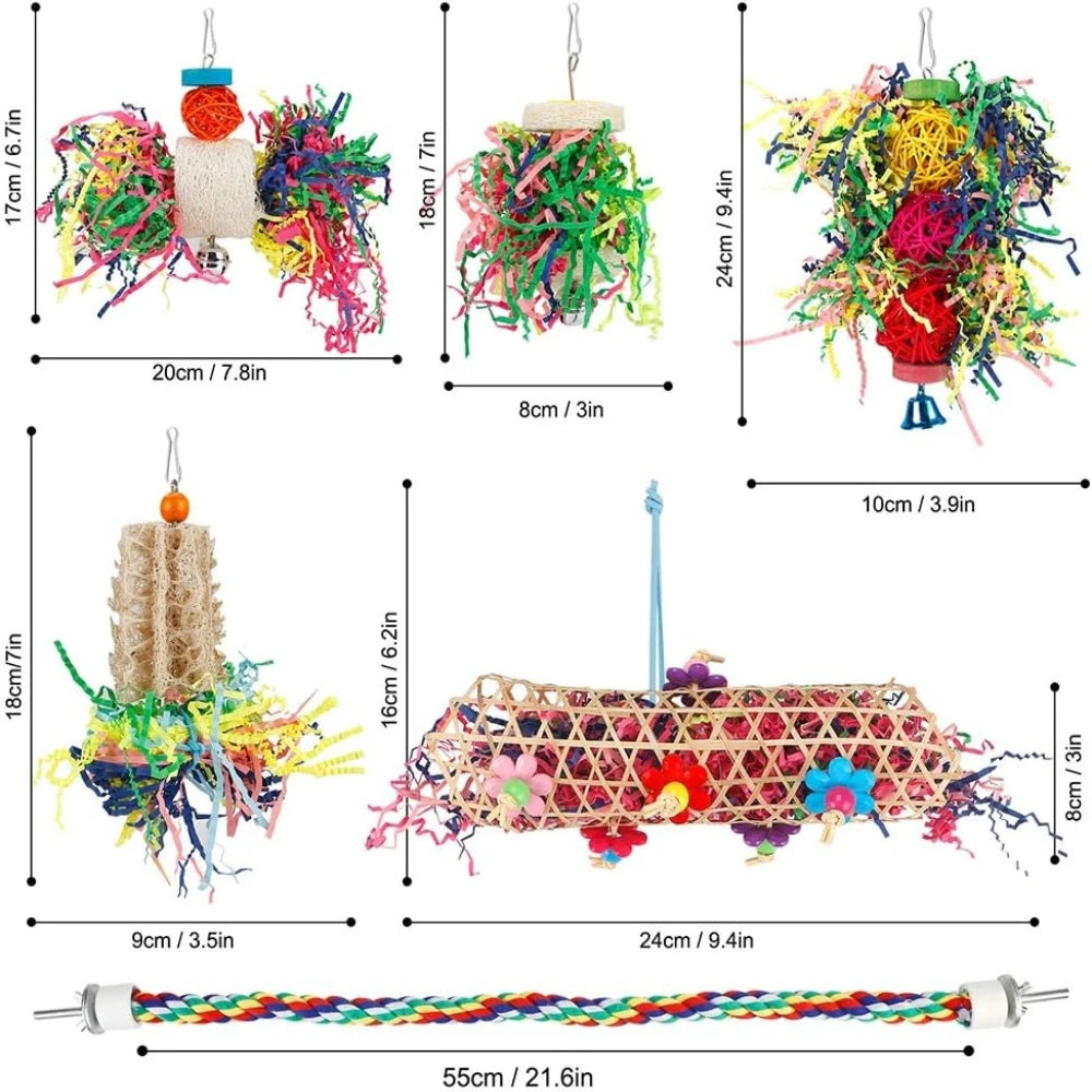 Bird Chew Toys Foraging Paper Ball Cage Hanging Set