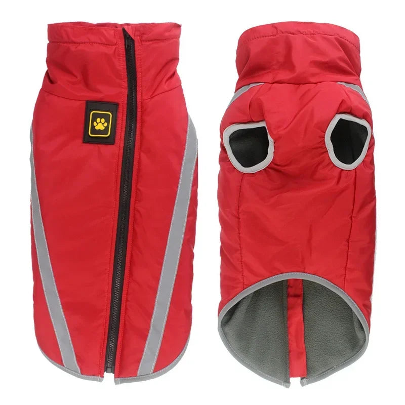 Waterproof Winter Dog Coat For Large Dogs Reflective Padded Fleece