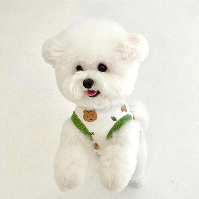 Bear Print Puppy Summer Vest Dog T Shirt Cartoon Clothing