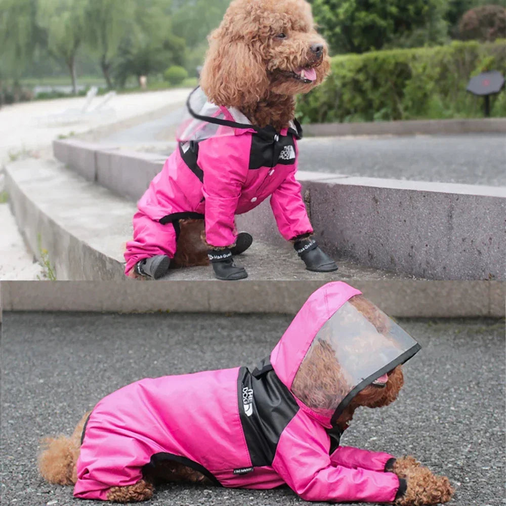 Transparent Hooded Dog Raincoat Waterproof Jacket For Pets