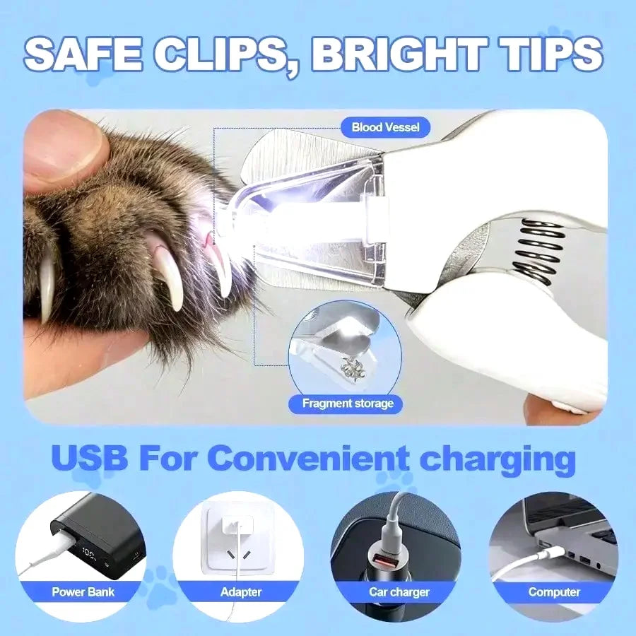 2-In-1 Dog Nail Clippers With Lights Electric Pet Nail Grinder