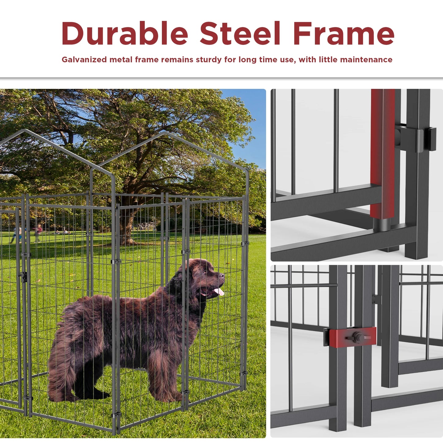 Outdoor Dog Kennel With UV Waterproof Cover And Welded Wire