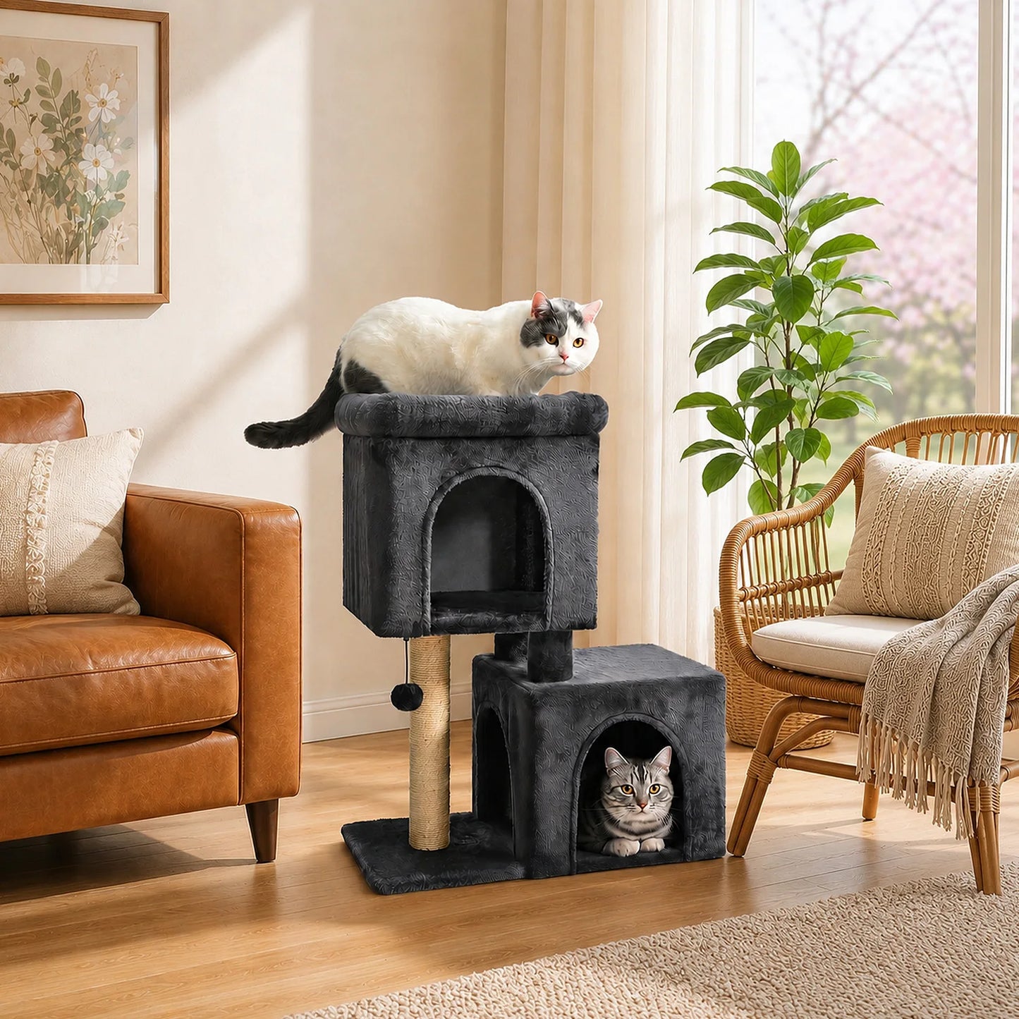 PAWZ Road Cat Tree With Condos And Sisal Scratching Post