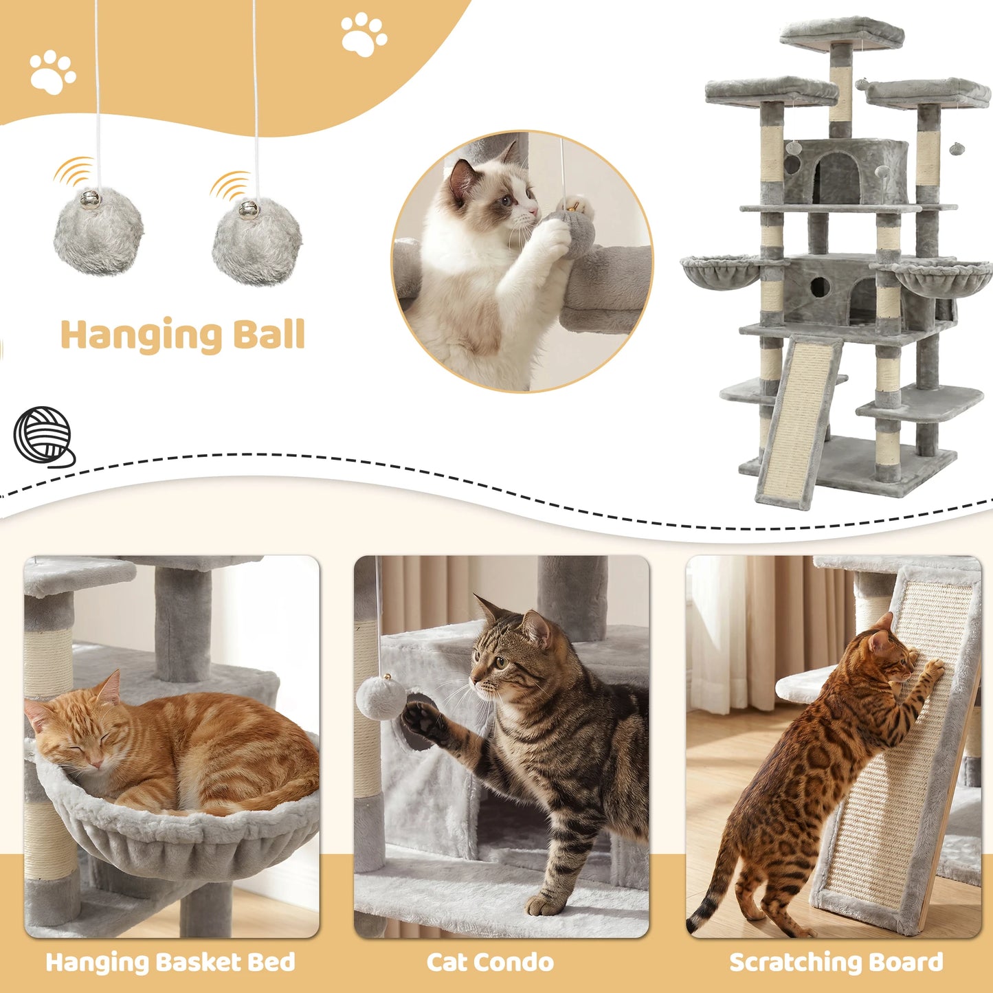 Large Cat Tree Tower With Multi Levels And Two Condos