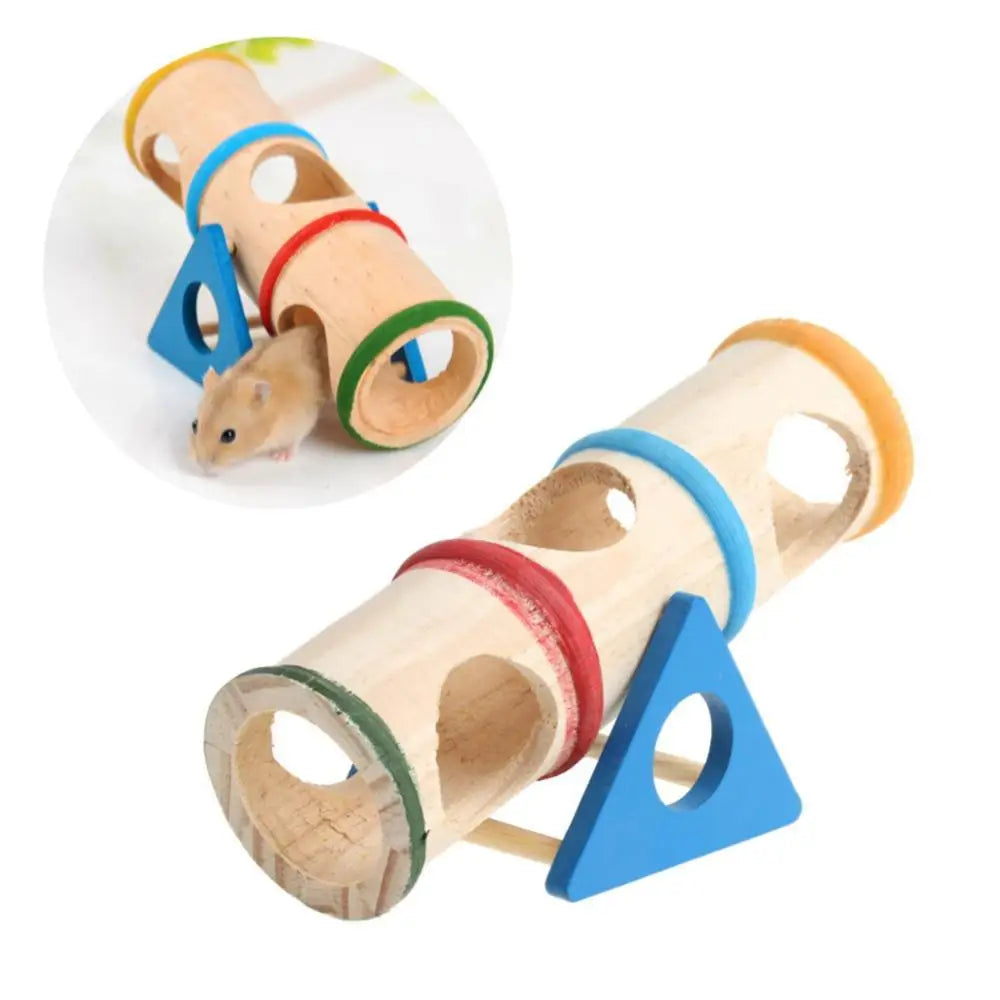 Colorful Wooden Hamster Seesaw Toy And Small Pet Play Set