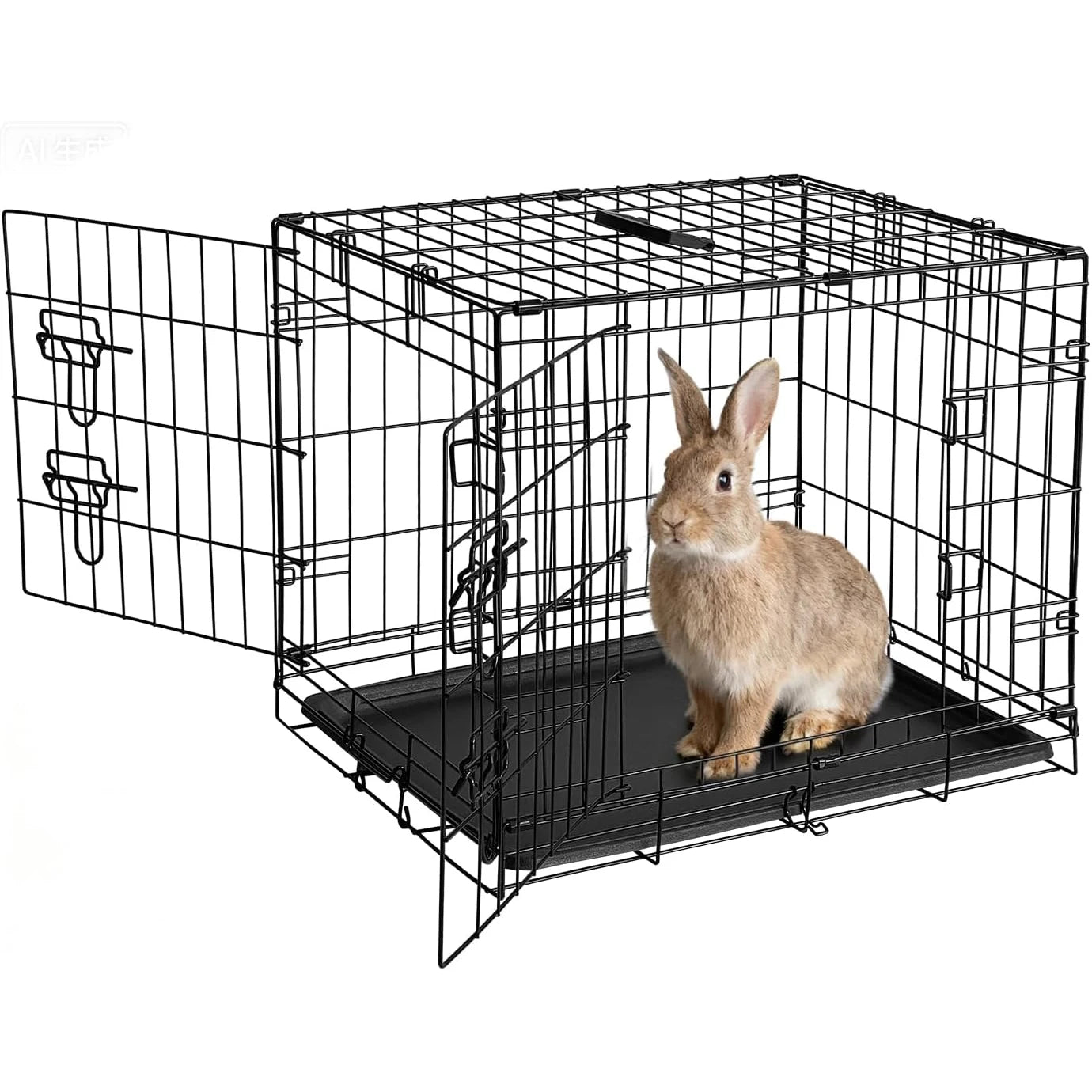 HiMISS Folding Rabbit Cage With Slide Out Tray Two Doors