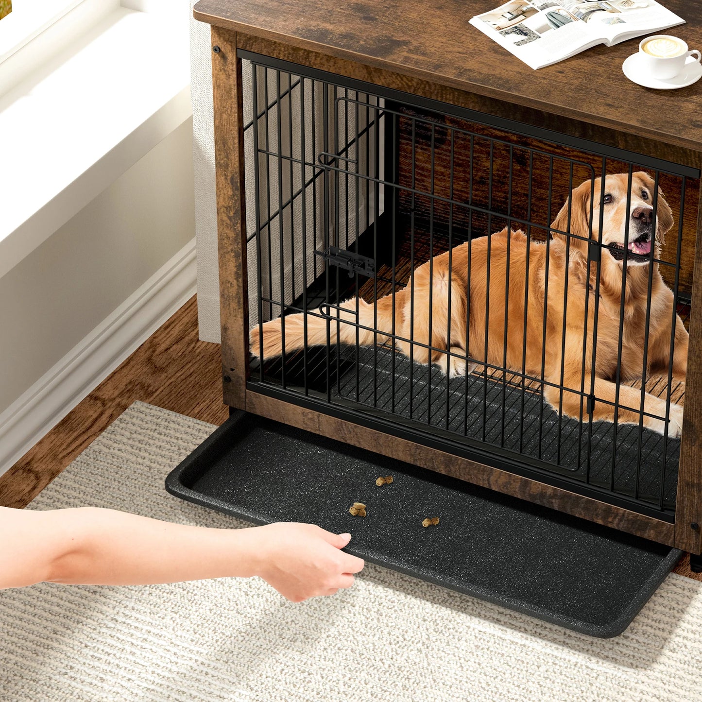 Wooden Dog Crate End Table For Medium To Large Dogs