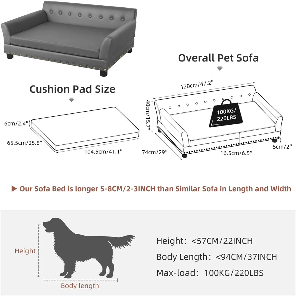 Borwart Heavy Duty Pet Sofa Bed Cushioned Raised Dog Couch