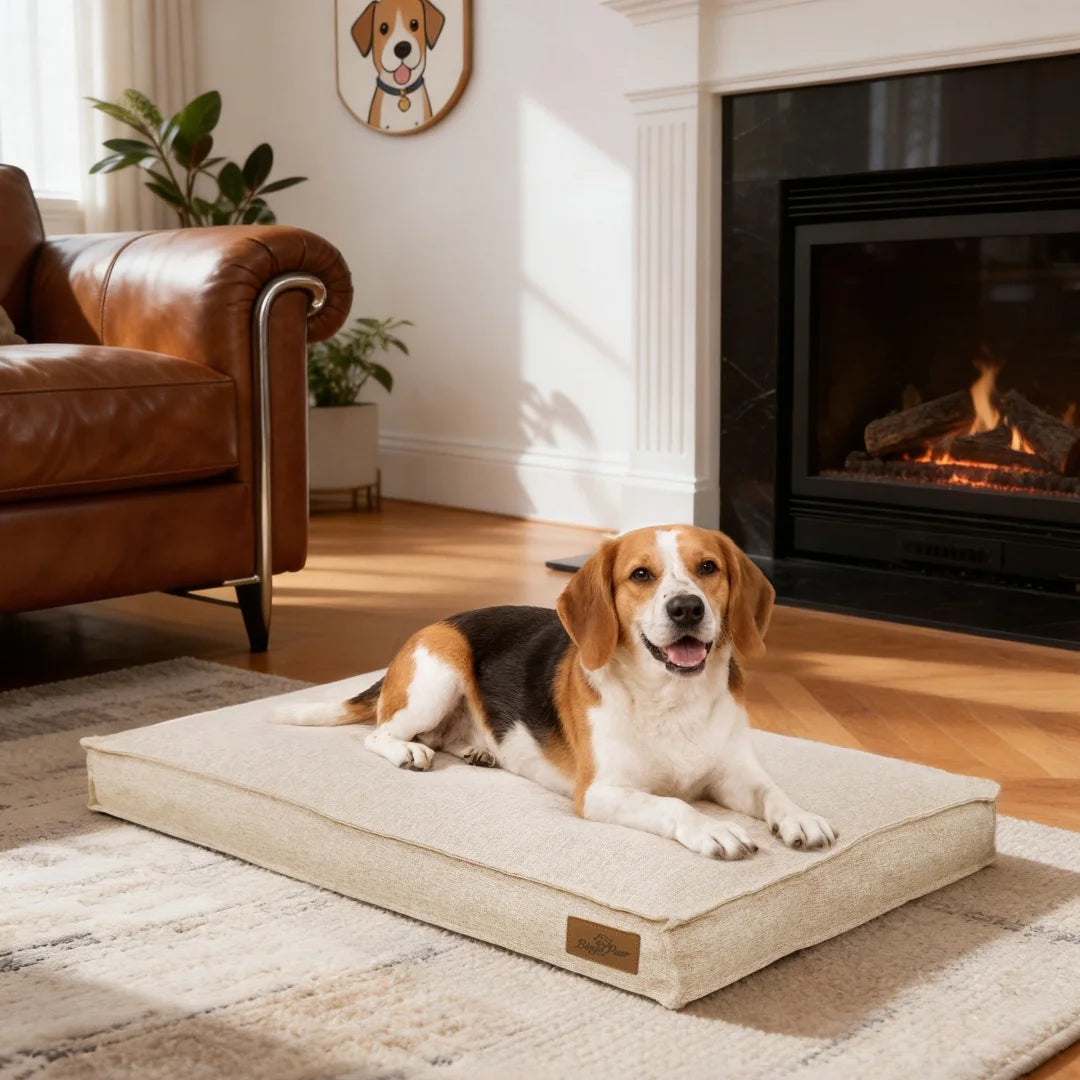 Bingopaw Dog Bed With Linen Cover Foam Base Waterproof Lining