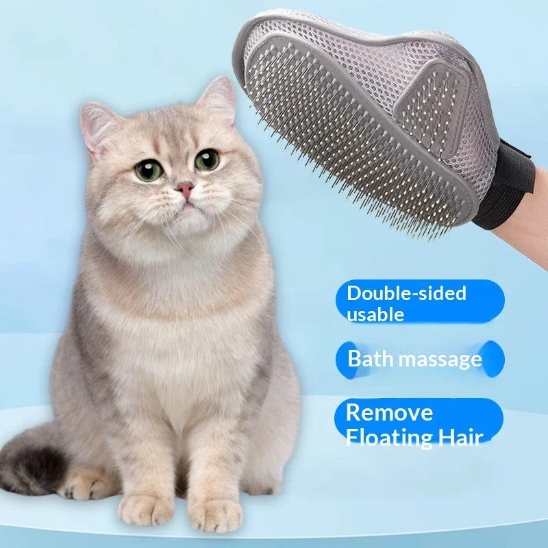 Pet Fur Grooming Glove Double Sided Massager For Small Pets