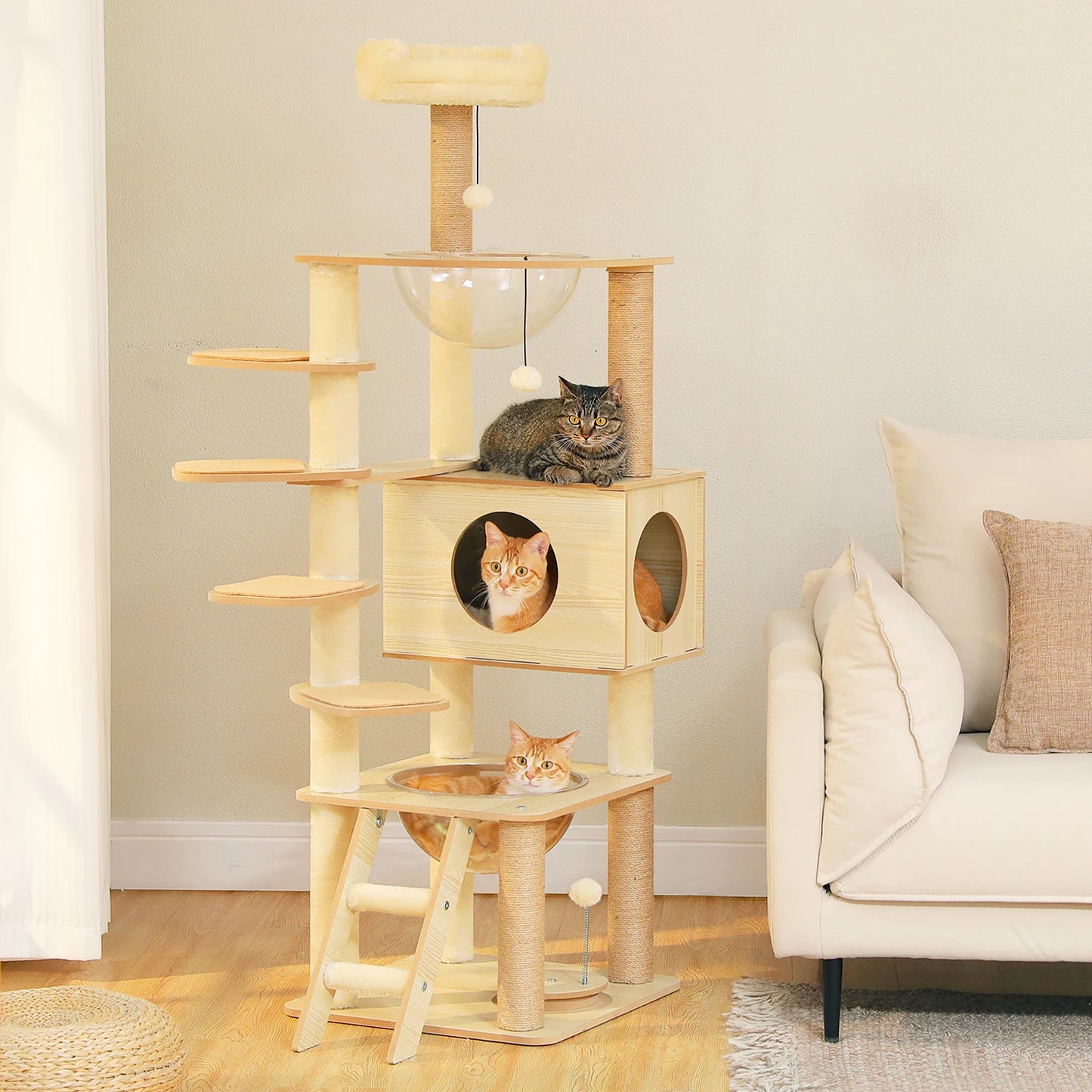 PAWZ Ro Multi Level Cat Tree Wood Tower Scratching Posts