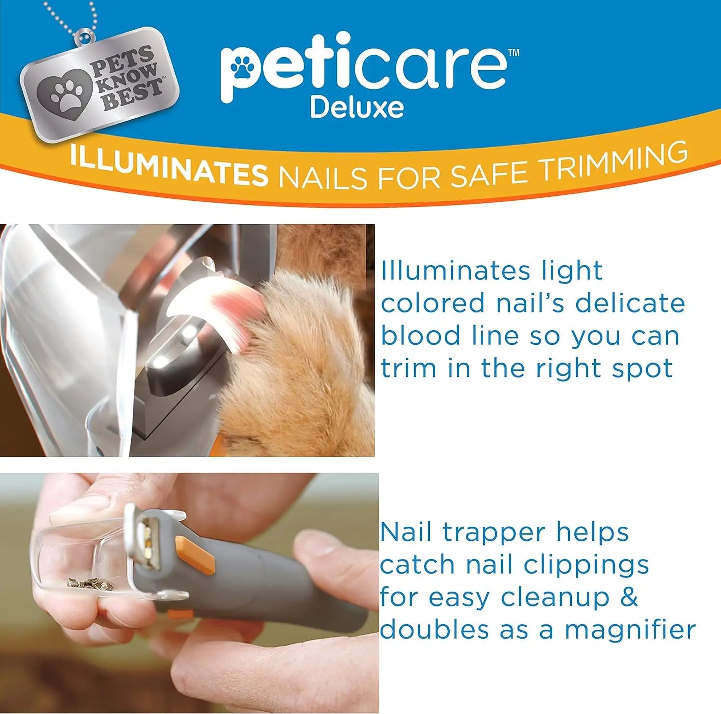 LED Illuminated 5X Magnification Pet Nail Clippers Stainless Steel