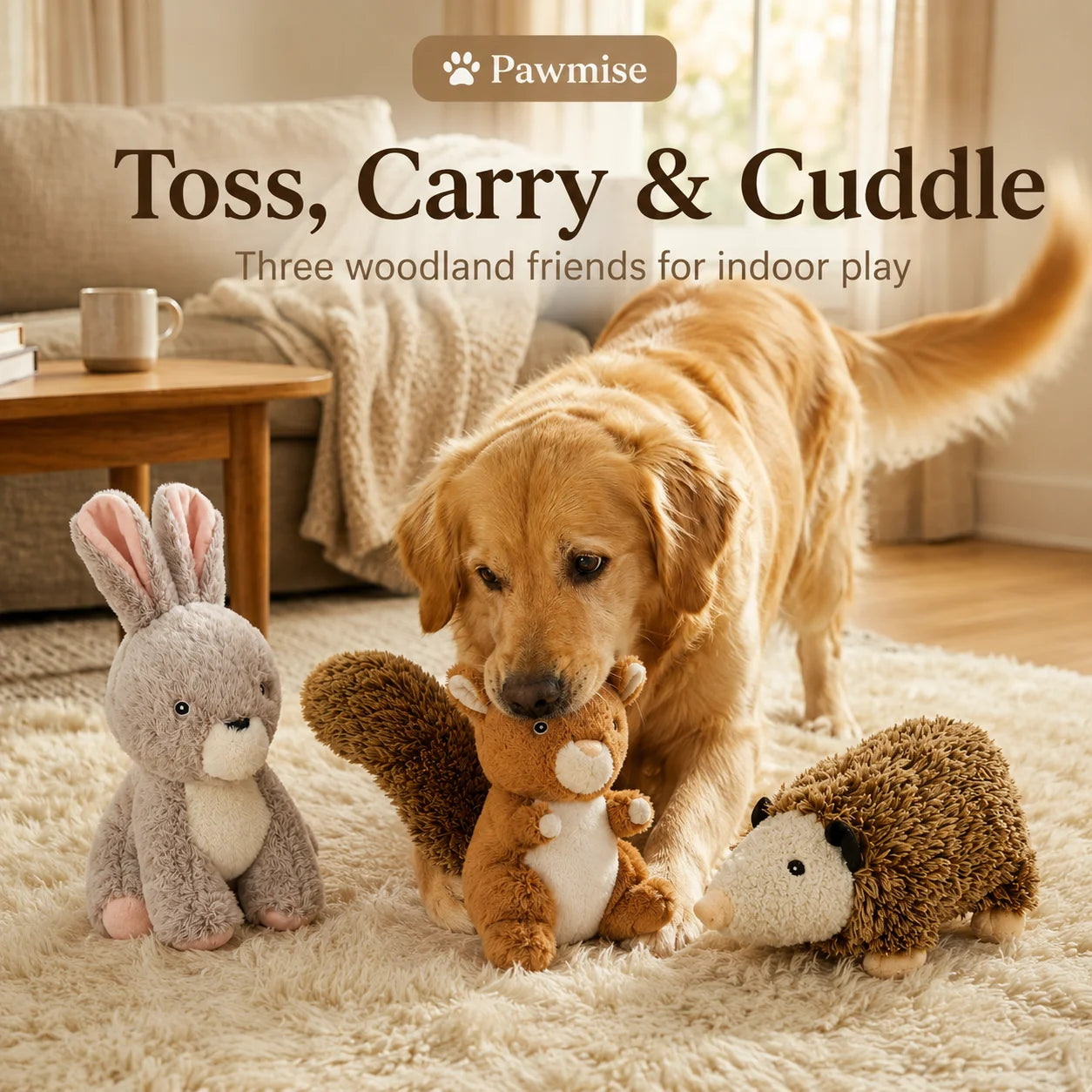 Three-Piece Squeaky Plush Toy Set For Small Dogs And Cats
