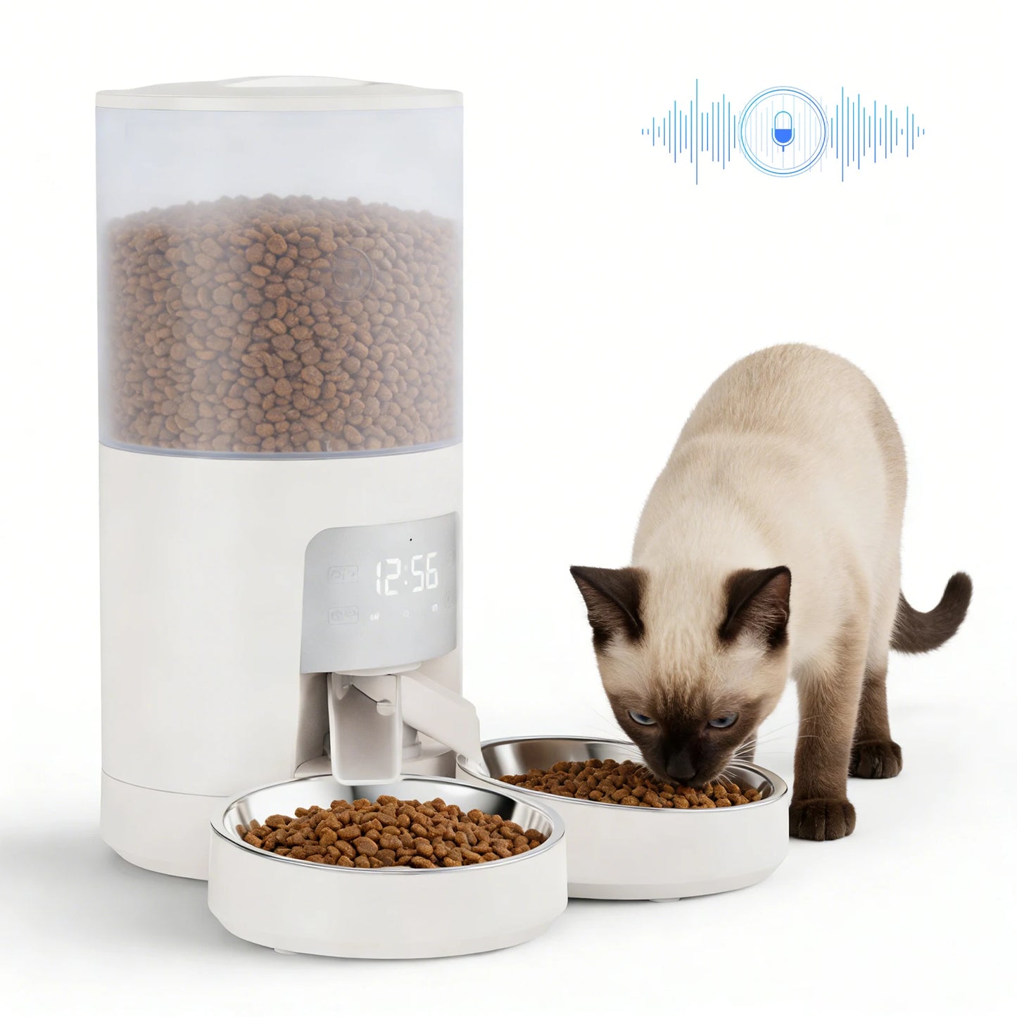 Automatic Cat Feeder With 2 Stainless Bowls And Timed Dispenser
